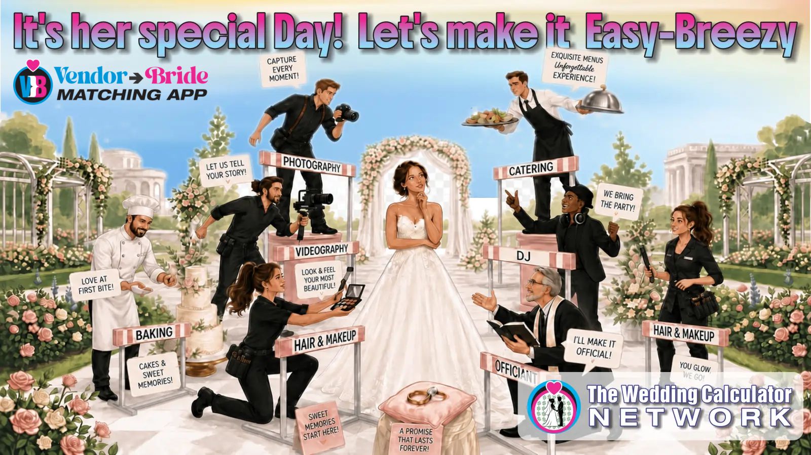 Vendor Bride Matching App - photographers, caterers, DJs, officiants and more compete for every bride